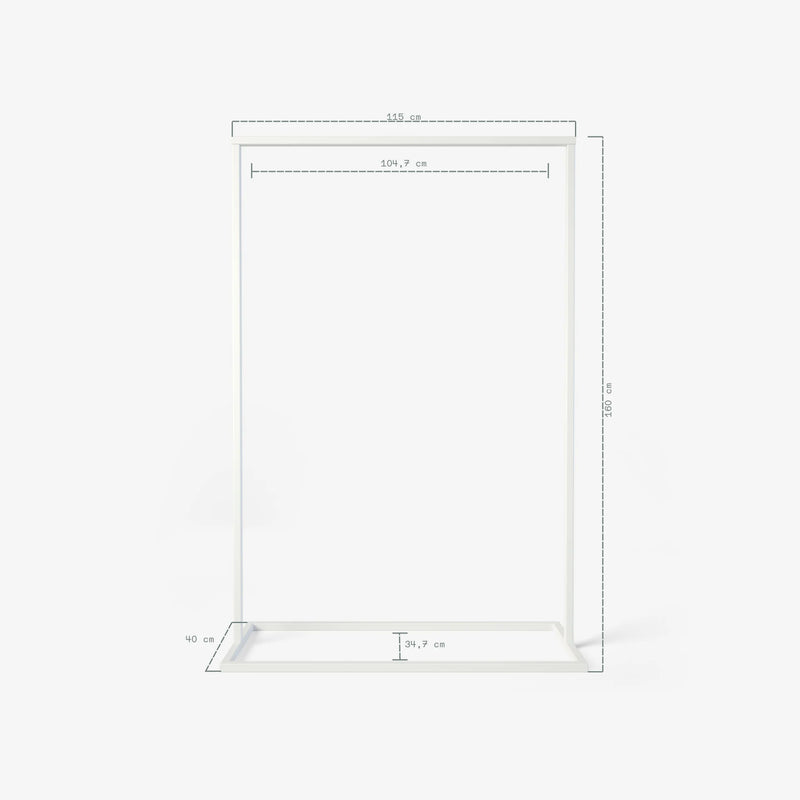 Frame Georgia FEHLERHAFTE SELEKTION - Weißer Kleiderständer mit quadratischem Fuß im industriellen Design
