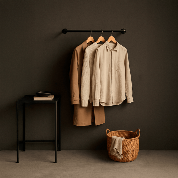 Joey – Wandgarderobe aus schwarzen Wasserrohren