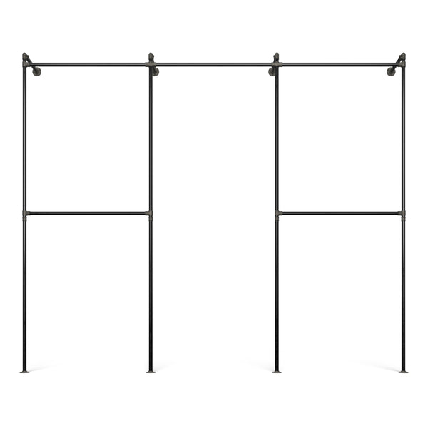 Original Walk-In 3 Reihen Kleiderstangensystem - (2 Stangen / 1 Stange /  2 Stangen)