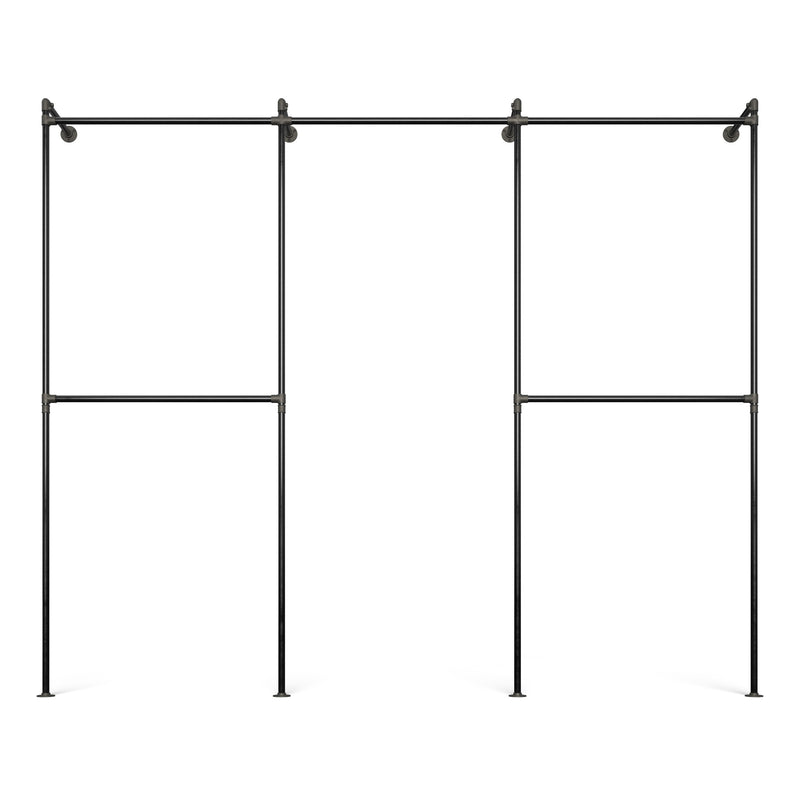 Original Walk-In 3 Reihen Kleiderstangensystem - (2 Stangen / 1 Stange /  2 Stangen)