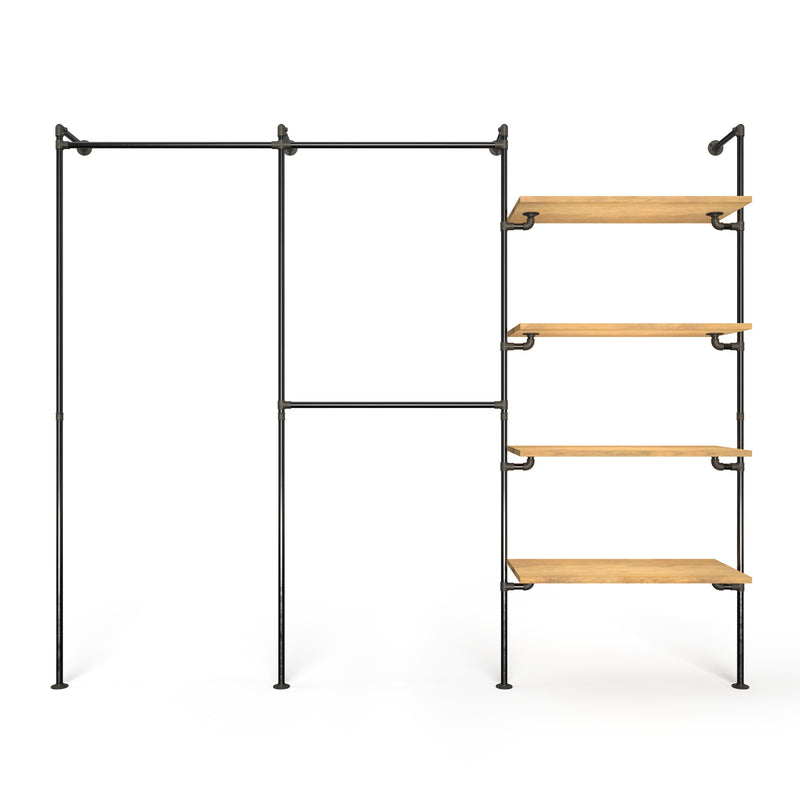 Original Walk-In 3 Reihen Kleiderstangensystem - (1 Stange / 2 Stangen / 4 Regale )
