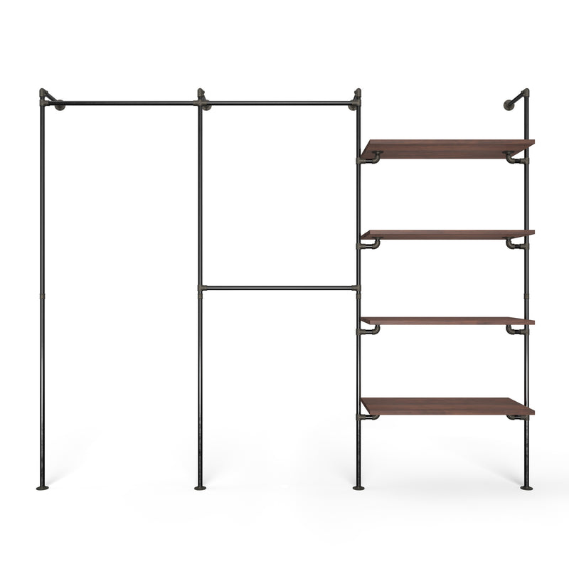Original Walk-In 3 Reihen Kleiderstangensystem - (1 Stange / 2 Stangen / 4 Regale )