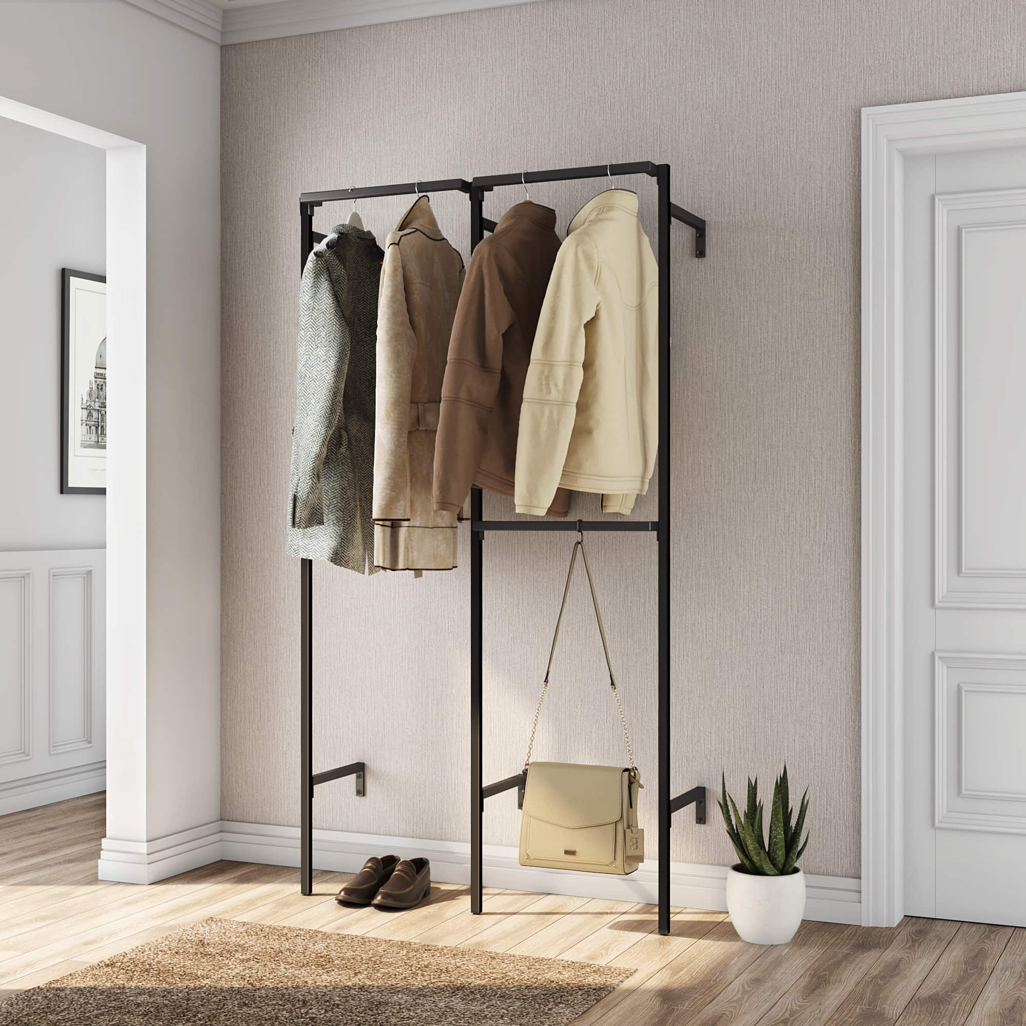 AMAKE Schrankstange – Verstellbar Von 43,2 Bis 101,6 Cm, Durchmesser 3,3 Cm, Trägt Bis 29,5 Kg, Mattschwarz