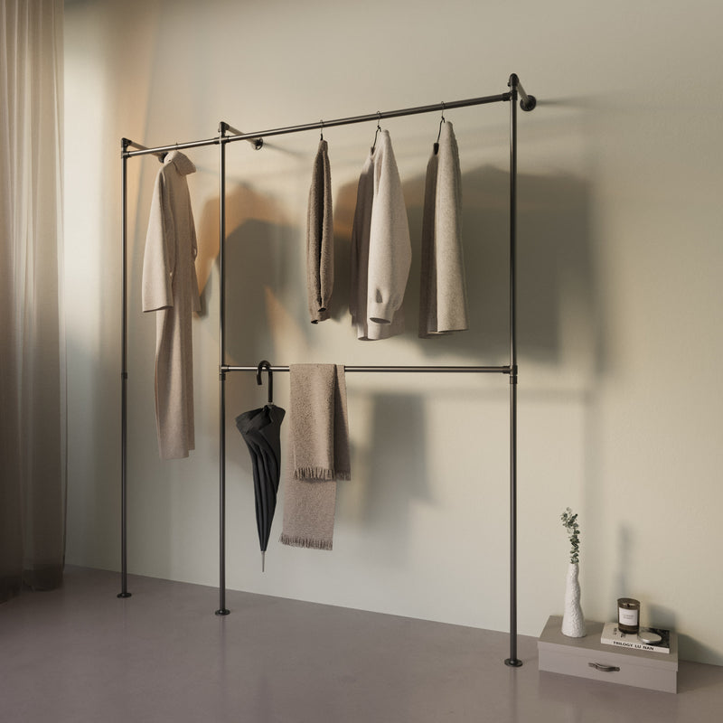 Original Walk-In 2 Reihen Kleiderstangensystem - (1 Stange / 2 Stangen)
