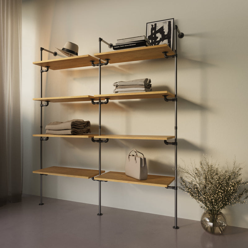 Original Walk-In 2 Reihen Kleiderstangensystem - (4 Regale / 4 Regale)