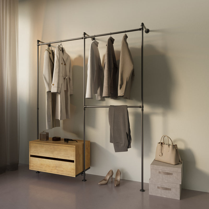 Original Walk-In 2 Reihen mit Kommode - (1 Stange + 1 Kommode / 2 Stangen)