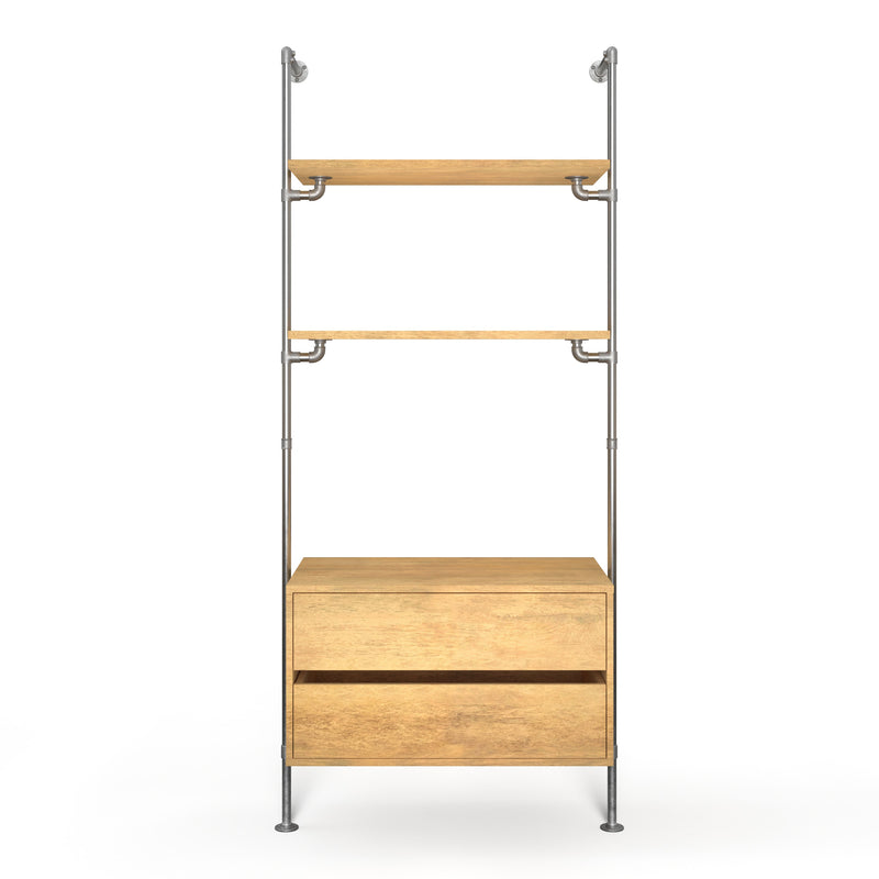 Original Walk-In 1 Reihe mit Kommode - (2 Regale + 1 Kommode)
