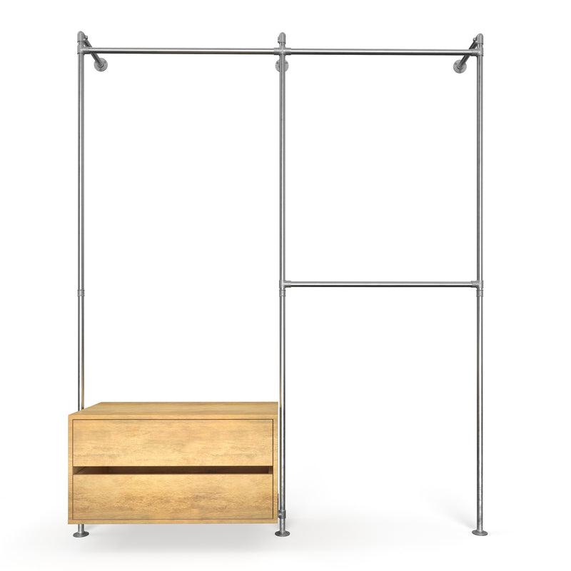Original Walk-In 2 Reihen mit Kommode - (1 Stange + 1 Kommode / 2 Stangen)
