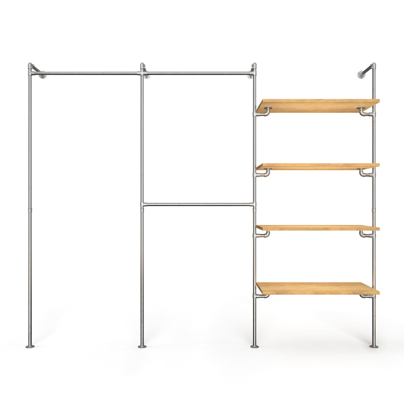 Original Walk-In 3 Reihen Kleiderstangensystem - (1 Stange / 2 Stangen / 4 Regale )