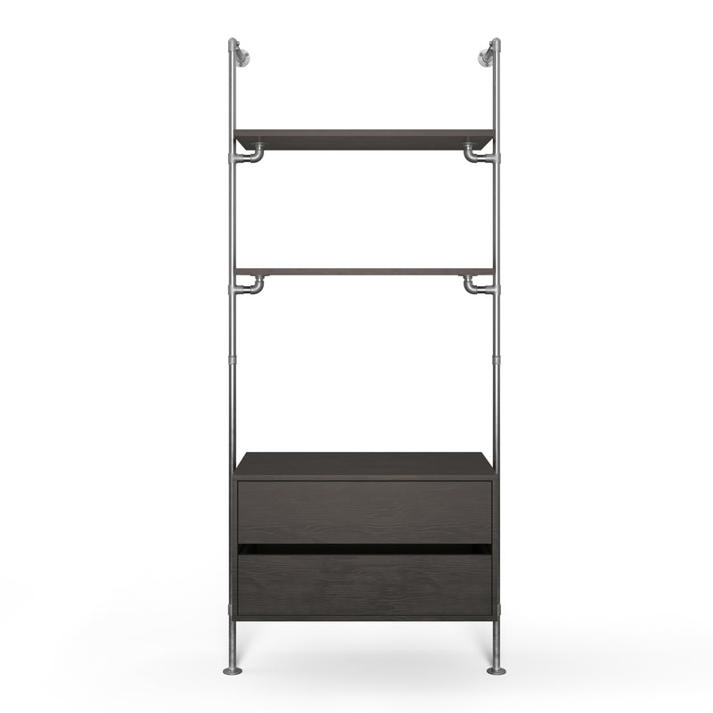 Original Walk-In 1 Reihe mit Kommode - (2 Regale + 1 Kommode)
