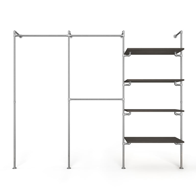 Original Walk-In 3 Reihen Kleiderstangensystem - (1 Stange / 2 Stangen / 4 Regale )
