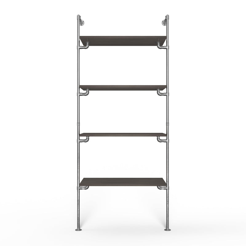 Original Walk-In 1 Reihe Kleiderstangensystem - (4 Regale) mit Metallrahmen und Holzablagen für platzsparende Aufbewahrung