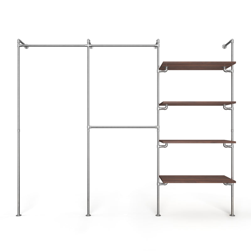 Original Walk-In 3 Reihen Kleiderstangensystem - (1 Stange / 2 Stangen / 4 Regale )