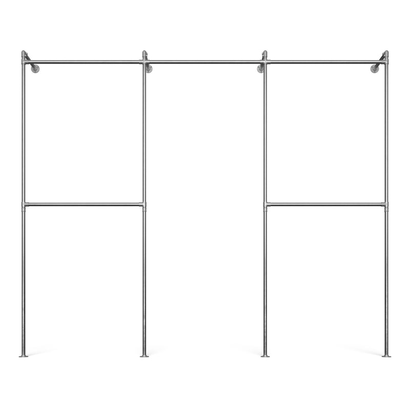 Original Walk-In 3 Reihen Kleiderstangensystem - (2 Stangen / 1 Stange /  2 Stangen)